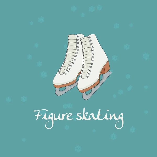 Vector background with figure skates. Winter sport decorative illustration in doodle style