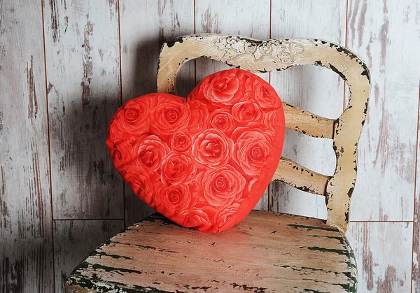 Pillow in form of heart with floral print