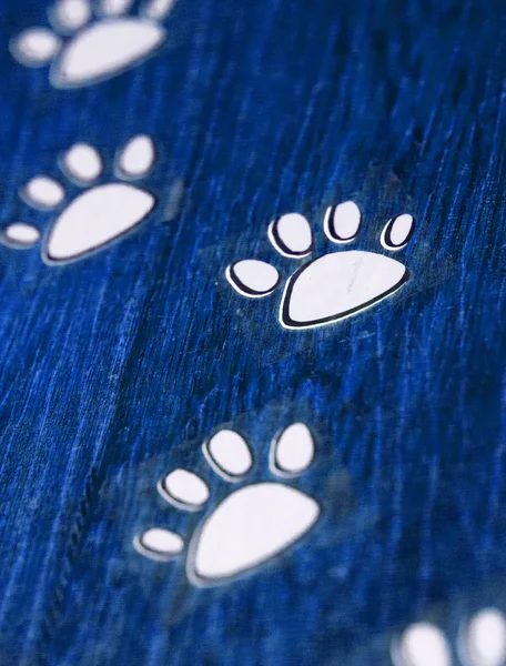 Imprint of feet on a wooden floor.