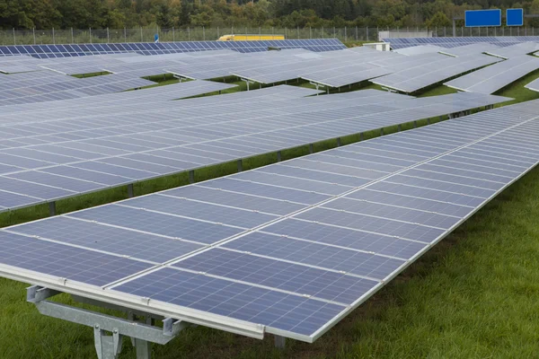 Field with blue siliciom solar cells alternative energy