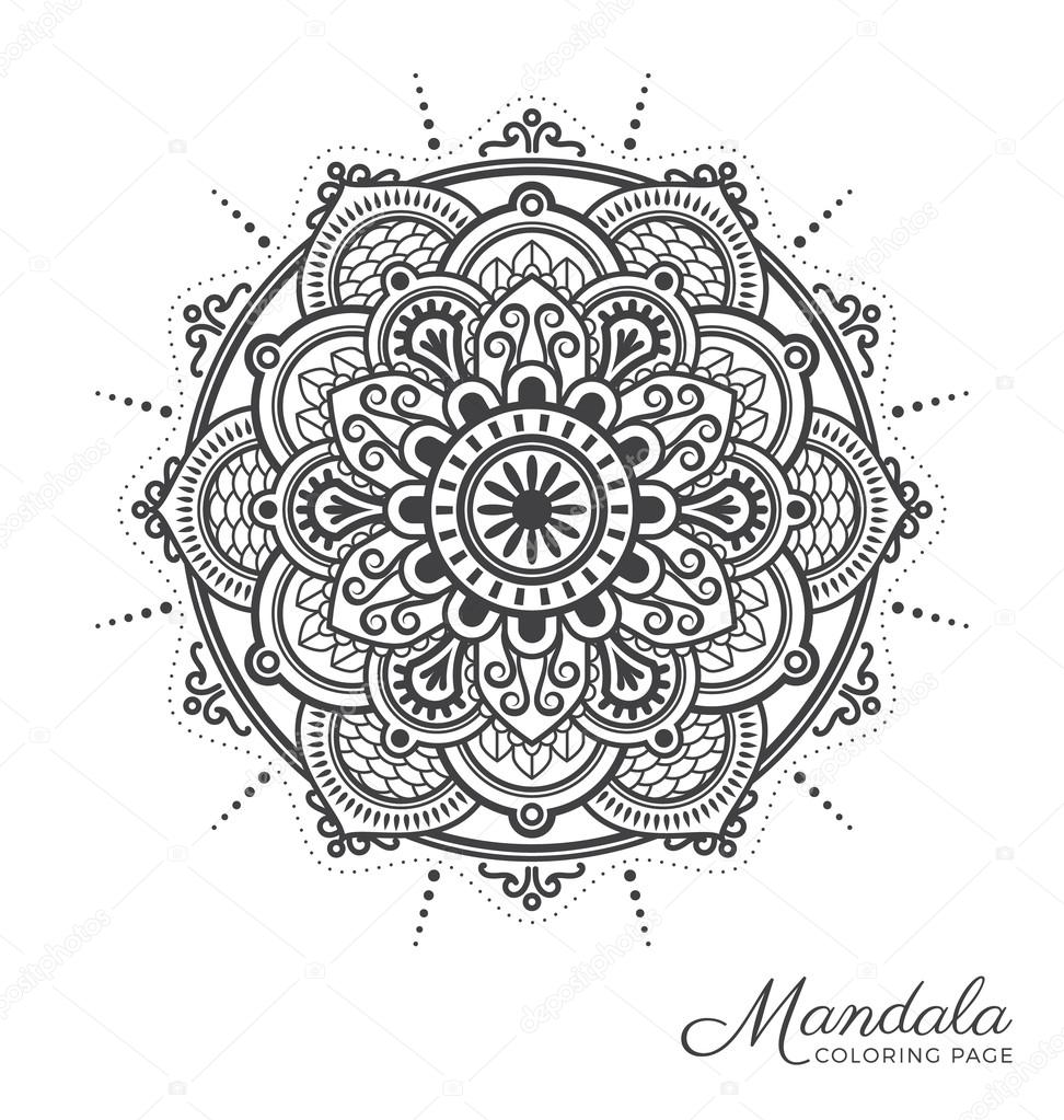 Mandala tibétain décoratif ornement design pour adultes Coloriage cartes de voeux invitation tatouage symbole d yoga et spa