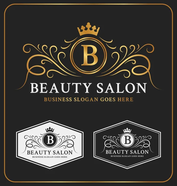 Beauty Salon Heraldic Crest Logo Template Design