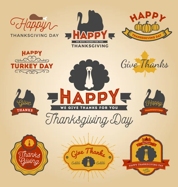 Thanksgiving Day Labels. Happy Thanksgiving Day Sticker