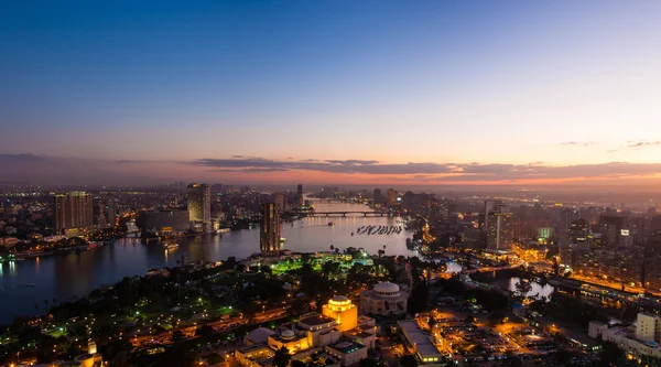 Panorama of night Cairo from the top of the Cairo TV tower