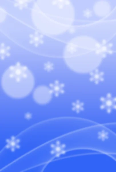 Vertical bright blue digital background with white snowflakes and bokeh