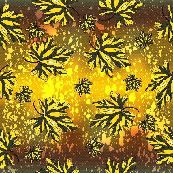 Yellow petals of flowers on a yellow background of beautiful seamless pattern
