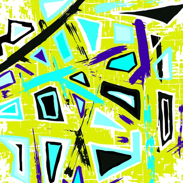 Colored polygons graffiti pattern on a yellow background