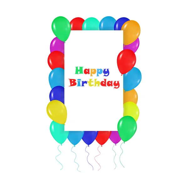 Square frame of colorful balloons in the style of realism. to design cards, birthdays, weddings, fiesta, holidays, invitations on a white background