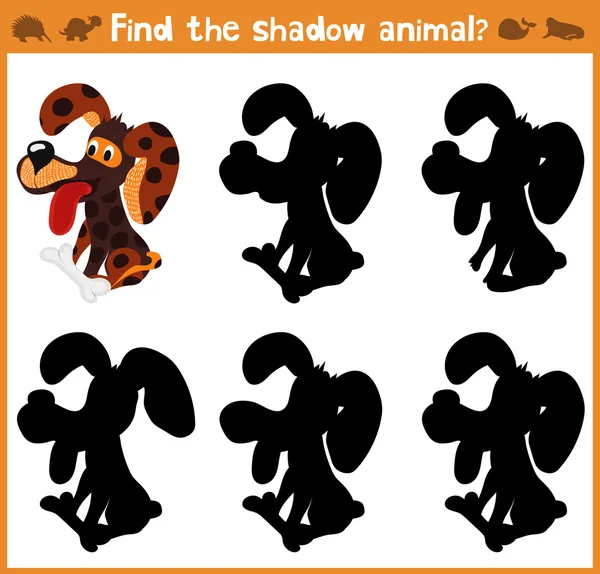 Cartoon vector illustration of education will find appropriate shadow silhouette animal dog. Matching game for children of preschool age. Vector
