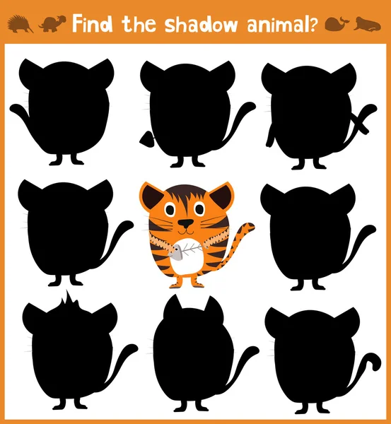 Cartoon vector illustration of education will find appropriate shadow silhouette animal cat. Matching game for children of preschool age. Vector