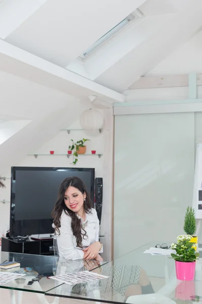 Stylish woman working from home