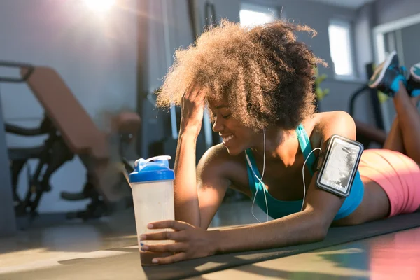 Woman having rest after training