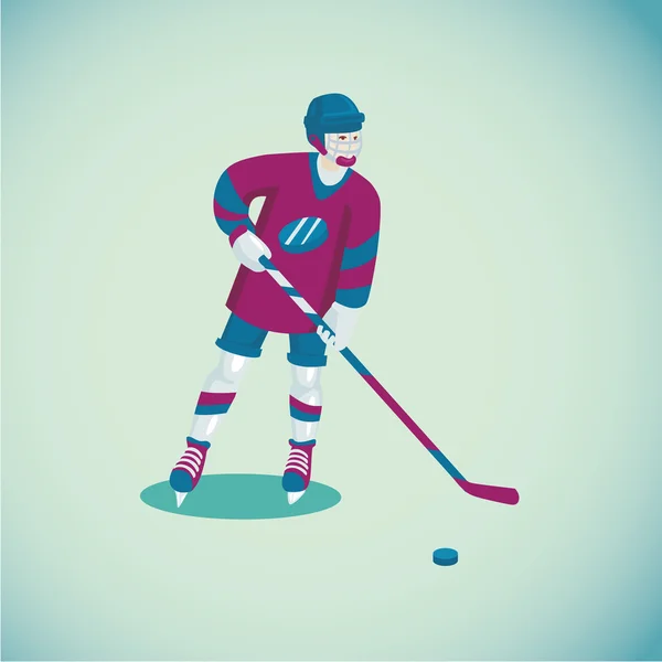 Hockey player. Isolated cartoon character. Flat style