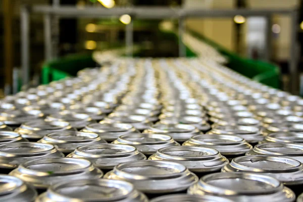 Aluminum cans on conveyor line