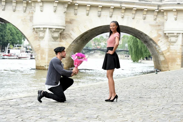 Young couple in love in paris