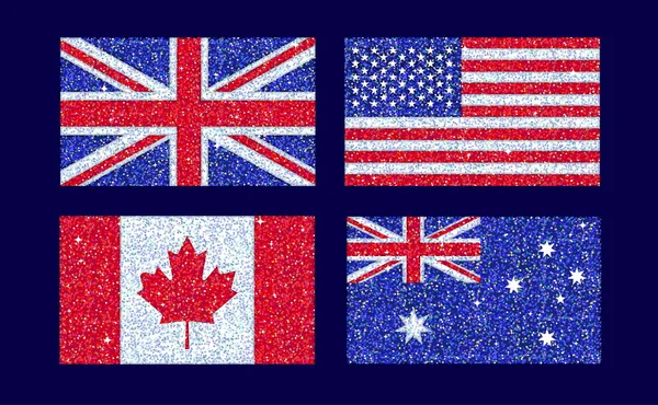 A Set Of Stylized Glitter Sparkling Shiny Blue Red And White Country Flags Of English Speaking Countries Including Australia Usa Canada Uk Stock Images Page Everypixel
