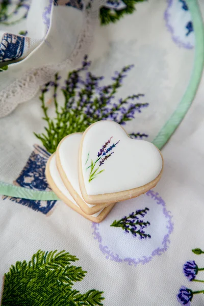 Cookies topped with white glaze