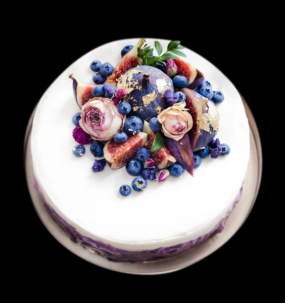 Cake decorated blueberries
