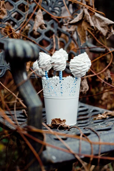 Marshmallow on a straw chevron sticks.