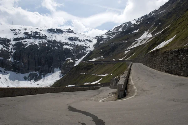 The Stelvio Pass, mountain pass in northern Italy, at an elevati