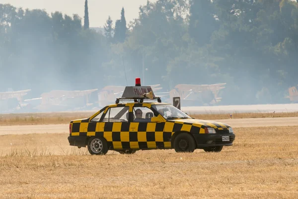 Athens, Greece 13 September 2015. Security car in the field at the Athens air week flying show at Tatoi.