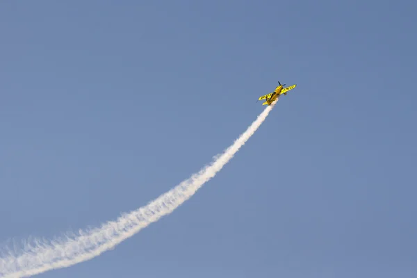 Athens, Greece 13 September 2015. Aviator plane doing tricks up in the sky at the Athens flying week air show.