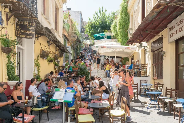 Athens, Greece 13 September 2015. Tourists enjoying their time at famous Plaka coffee shops.