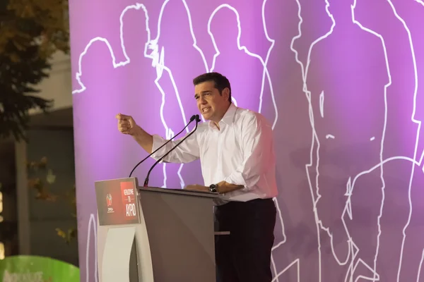 Athens, Greece 18 September 2015. Prime minister of Greece Alexis Tsipras giving his last public speech before the Greek elections.