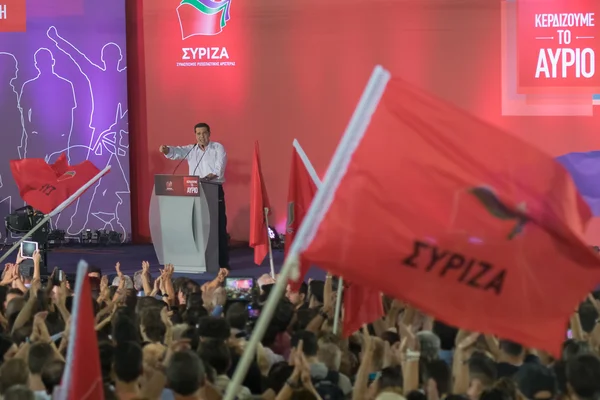 Athens, Greece 18 September 2015. Alexis Tsipras prime minister of Greece giving a public speech.