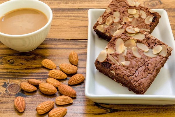 Almond Brownie for Coffee Background / Almond Brownie for Coffee / Chocolate Almond Brownie for Coffee Background