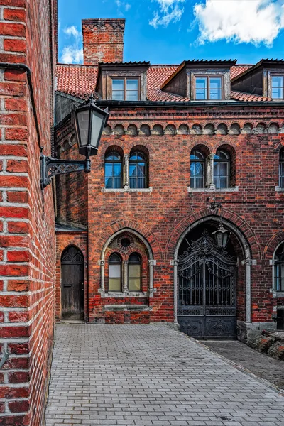 Medieval red brick house