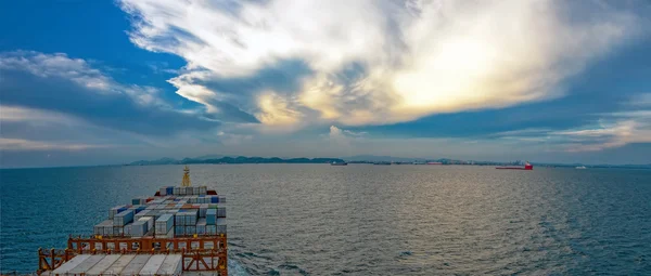 Industrial container ship enters the Laem Chabang bay