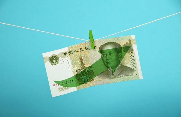 Chinese yuan growth illustrated over blue