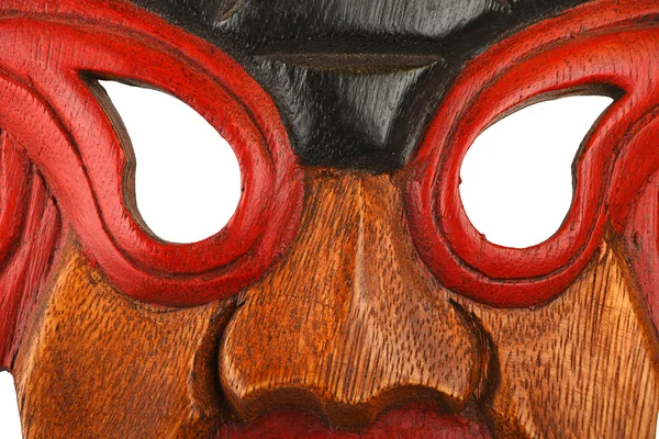 Asian traditional wooden painted mask close up