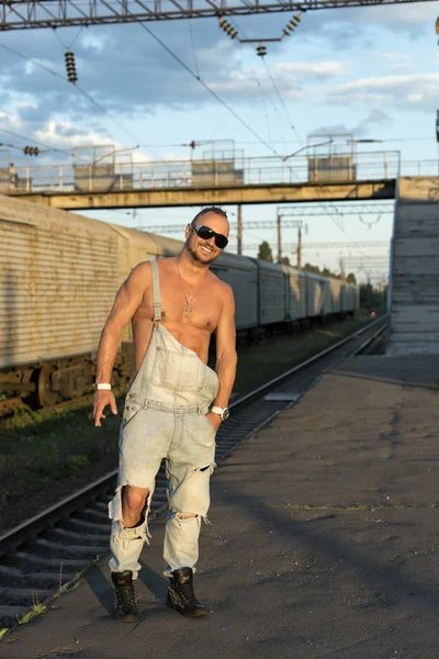 Nice guy waiting for a train