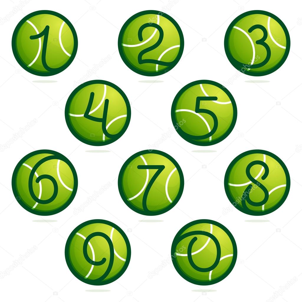 Numbers set logos with tennis ball. — Stock Vector © kaer_dstock 115840568