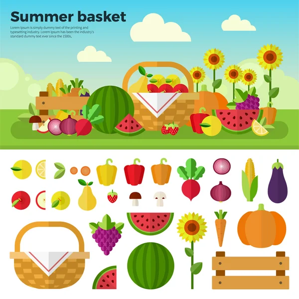 Basket full of fruits and vegetables