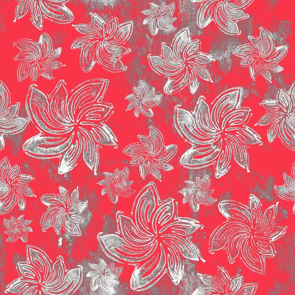 Seamless background. Flowers - Hand Block Prints