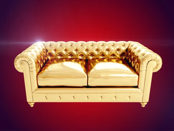 Gold armchair. 3D rendering