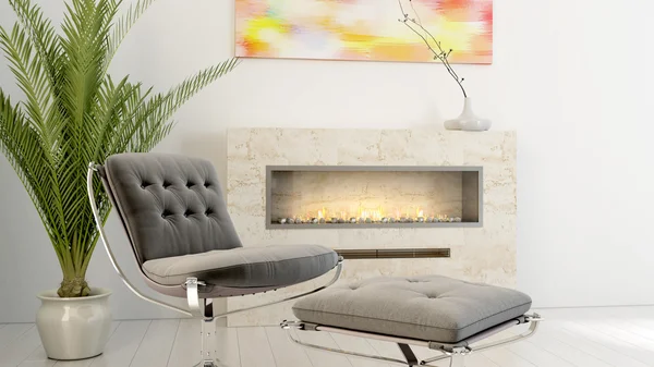 Modern bright living room 3D render