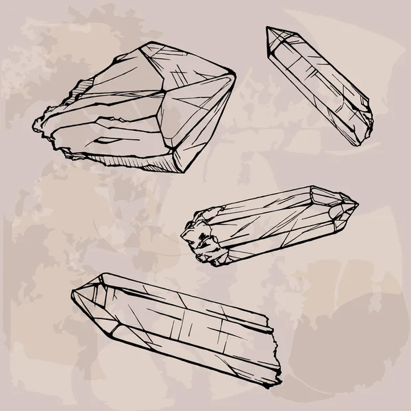 Hand drawing crystals set