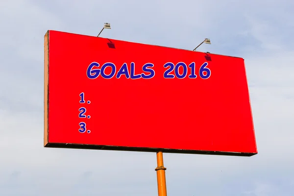 Goals 2016: the inscription in English on red billboard