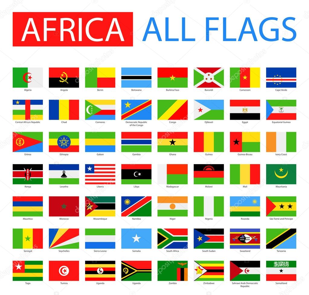 Флаги государств Африки с названиями
