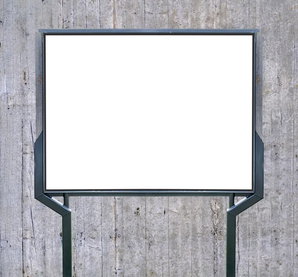 Large blank, empty, white billboard screen on concrete wall