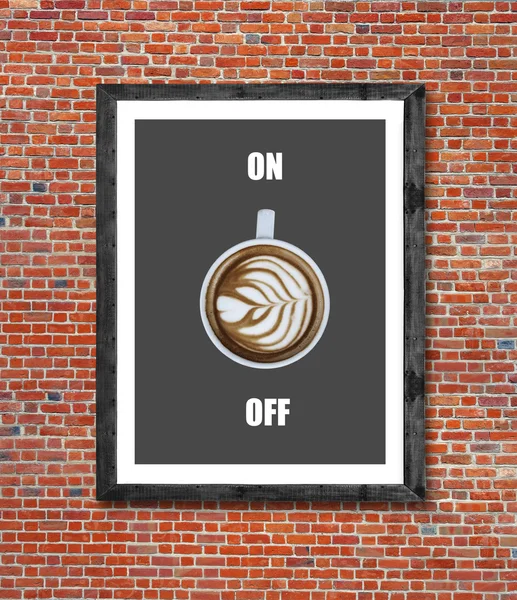 On off coffee written in picture frame