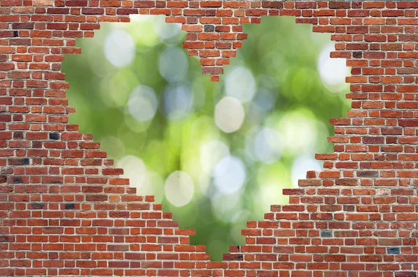 Hole shape heart inside brick wall, Symbol of love, brick wall h