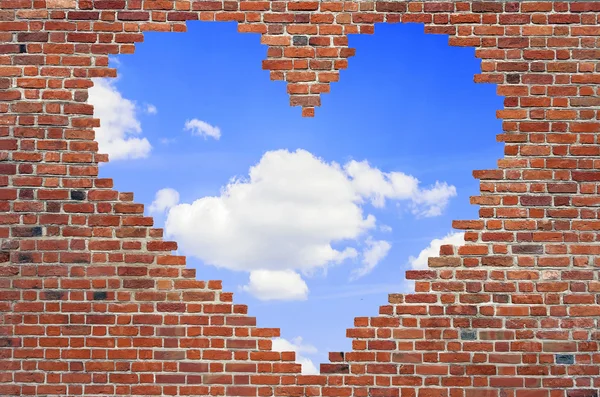 Hole shape heart inside brick wall, Symbol of love, brick wall h