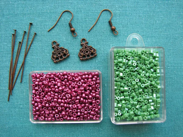 Beads and pieces for making earrings, handmade jewelry