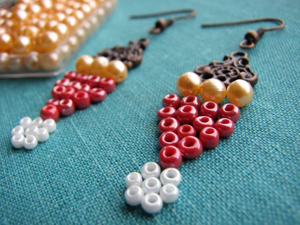 Beads and furniture for making earrings, handmade jewelry