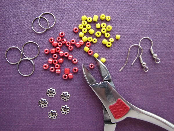 Beads, furniture and tools for making earrings, handmade jewelry